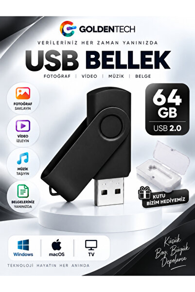 Golden Tech 64 GB Metal Başlıklı Flash Bellek Ve Plastik Kutu