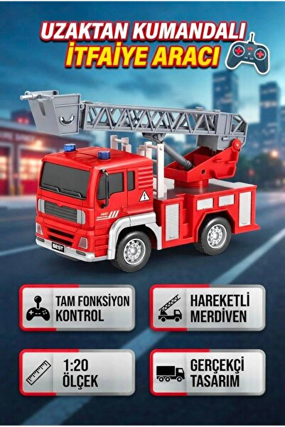 Tıfıl Toys Kumandalı İtfaiye Aracı 1:20 Ölçek Işıklı Sesli Merdivenli Eğitici...