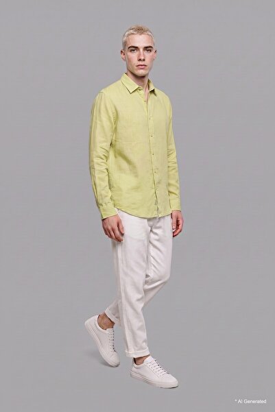 DeFacto Relax Fit Linen Blend Long Sleeve Shirt I4436Ax26Hs