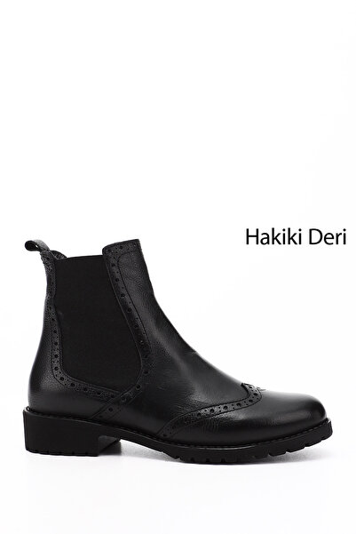 GÖNDERİ(R) Women/Girls Black Floater Rubber Sole Genuine Leather Chelsea Boots