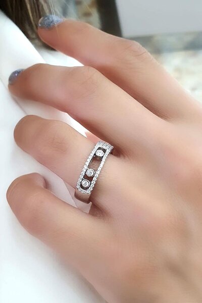 Asteria Jewelry Women's Mess Brand Jewelled Silver Ring