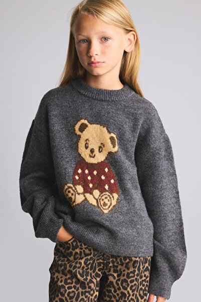 DeFacto Regular Fit Turtleneck Animal Patterned Sweater for Girls I6387A826Wn