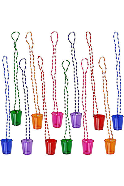 Choice Mix 12pcs Shot Glasses on Beaded Necklace Plastic Shot Cup Necklace We...