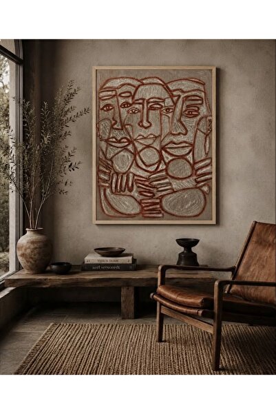 Boho wellness studio Çerçeveli MDF Soyut Yüzler Modern Sanat Tablosu