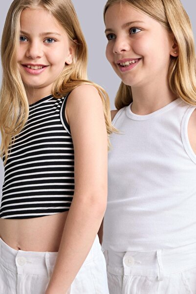 DeFacto Crew Neck 2-Piece Purple White Undershirt for Girls H7253A826Hs