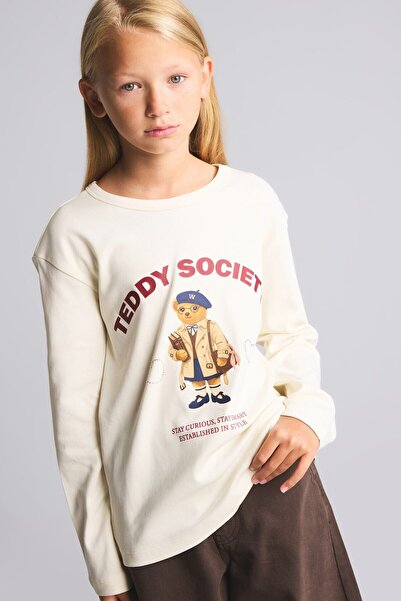 DeFacto Crew Neck Animal Pattern Long Sleeve T-Shirt Girls I3607A826Wn