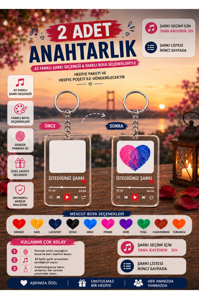 Malerind Sevgili Parmak Izi Seti Anahtarlık Çift Sevgili Anahtarlık 2 Adet Se...