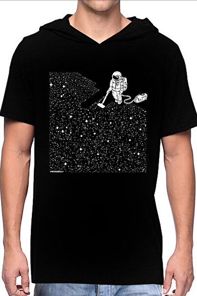 ROCKANDROLL Astronaut sa metlom, crna majica sa kapuljačom i kratkim rukavima...