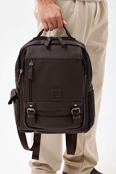 MEGA POLO CLUB OF COLORS NEW JERSEY Brown Faux Leather Unisex Multi-Compartme...