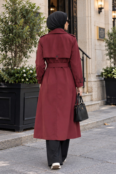 ŞIK VE MUTLU Hijab Water-Repellent Trench Coat