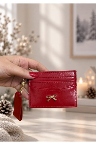 ELPİDA BAGS Women's Bow Detailed Hand Strap Card Holder