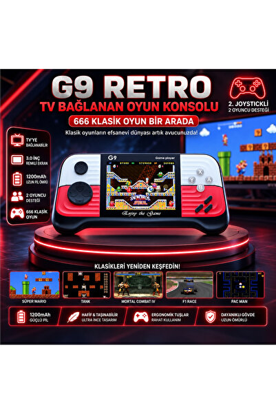 Winex Mobile Winex G9 Retro 3.0 inç Tv Bağlanan 2.Joystickli Oyun Konsolu Kır...