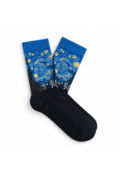 Loopie Socks Van Gogh Tasarımlı Soket Çorap - İsme Özel Şerit - Hediye Çanta