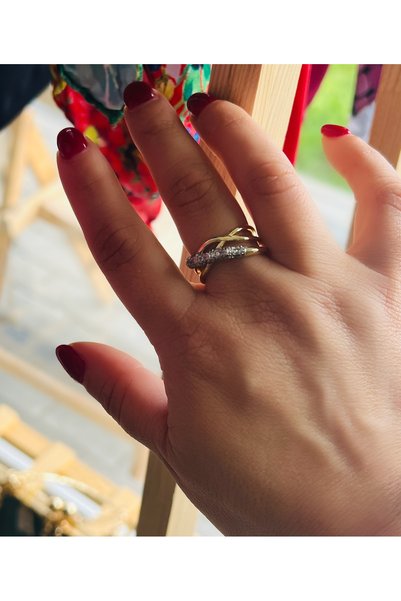 ACAR TAKI Adjustable Gold Color Silver Stone Spiral Ring Acr0128