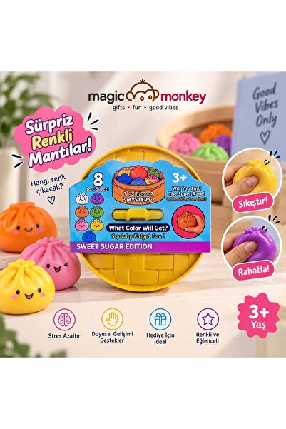 Magic Monkey Bun Squishy Çin Mantısı Işıklı