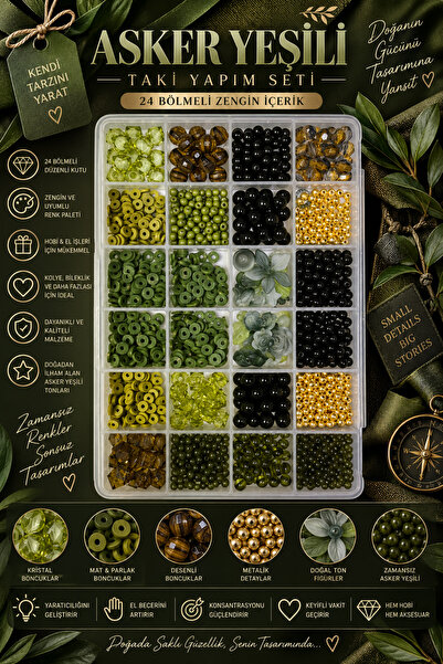 By MO Accessories 24 Bölmeli Kutuda Yeşil Boncuklarla Takı Yapma Seti Hobi Ke...