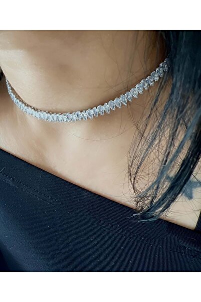 ACAR TAKI ESNEK BOYUNA GEÇİRİLEBİLİR SUYOLU ÇELİK CHOKER KOLYE GÜMÜŞ RENK ACR...