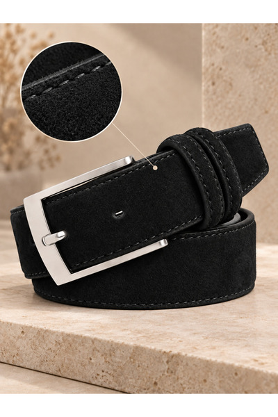 awix 3.5 cm Black Suede Genuine Leather Stylish 1. Quality Belt