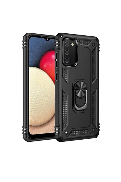 OtoTech غطاء سيليكون لجهاز سامسونج جالاكسي A03S صوفيا بتصميم حلقة - أسود