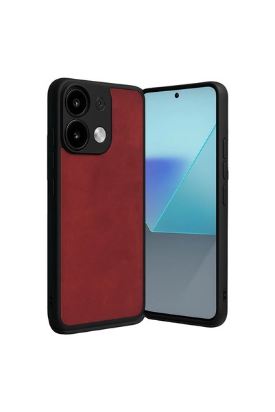 OtoTech غطاء حماية جلدي لهاتف Xiaomi Redmi Note 13 4G - أحمر