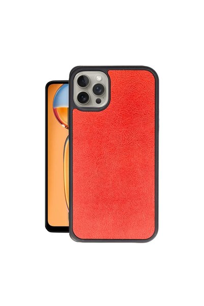 OtoTech Apple iPhone 14 Pro Max Case Aras Leather Cover - Red