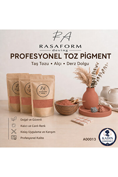 RasaForm Derin Mercan Toz Pigment – Taş Tozu, Beton, Alçı, Seramik ve Derz bo...