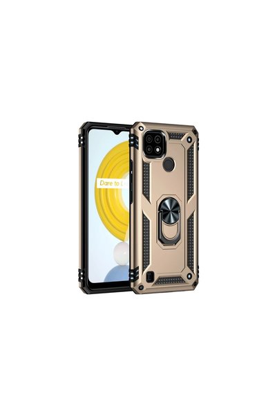 OtoTech جراب Realme C21 غطاء سيليكون مع حلقة صوفيا - ذهبي