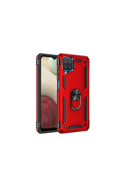 OtoTech جراب سامسونج جالاكسي A22 غطاء سيليكون صوفيا مع حلقة - أحمر