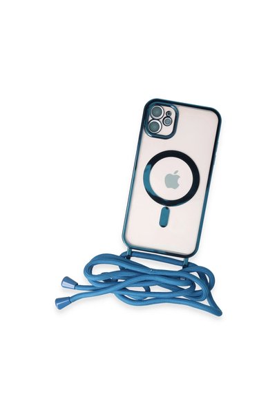 Generic Apple iPhone 11 Kılıf Divo Lazer Askılı Magsafe Kapak - Sierra Blue