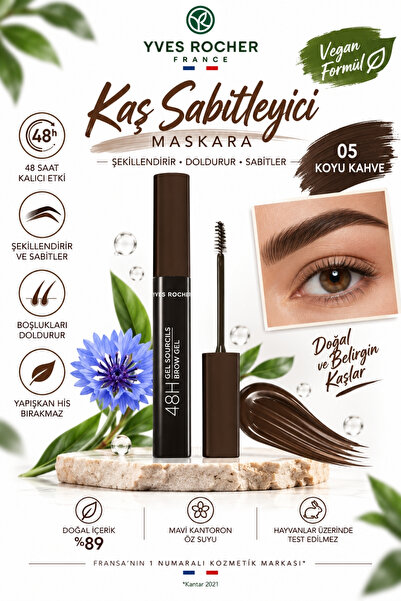 Yves Rocher 48 Saat Etkili Kaş Sabitleyici Maskara Fiber Fırçalı Doğal Görünü...