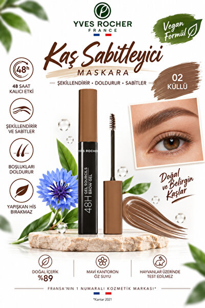 Yves Rocher 48 Saat Etkili Kaş Sabitleyici Maskara Fiber Fırçalı Doğal Görünü...