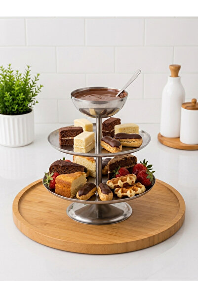 Maglor Luxury Waterfall Model 3-Tier Stainless Steel Presentation Stand, Cate...