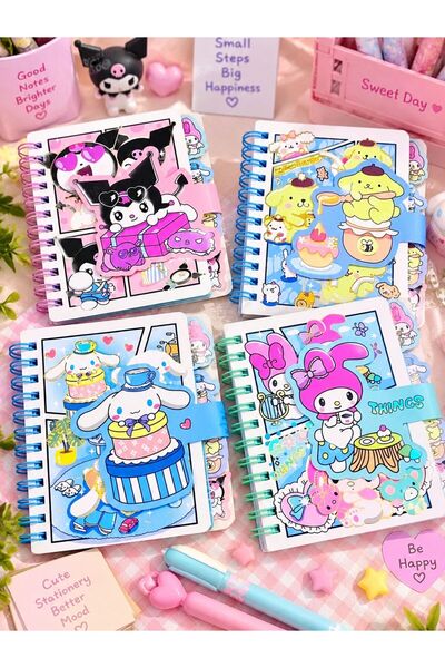 ÖZ OFİS Kuromi My Melody Cinnamoroll Pompompurin Ayraçlı 60 Yaprak Çizgili No...