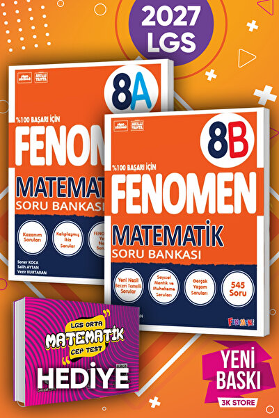 Fenomen Yayıncılık 2027 LGS 8.Sınıf Matematik A ve B Soru Bankası 2li Set (Ka...