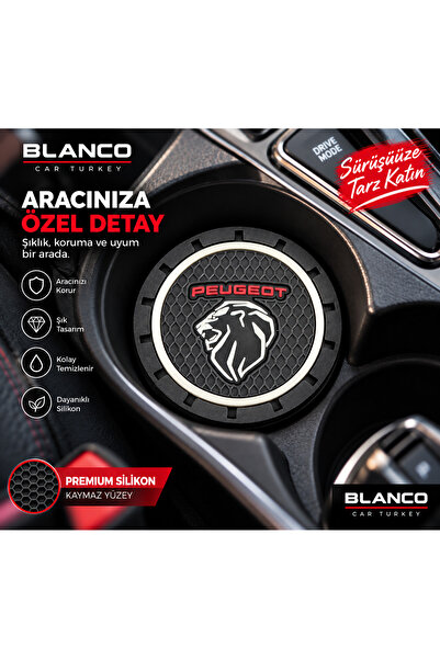 Home Peugeot Logo Silicone Cup Coasters Set of 2 In-Car Cup Coaster Accessory