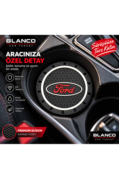 Home Ford Logo Silicone Cup Coaster Set of 2 In-Car Cup Coaster Accessory