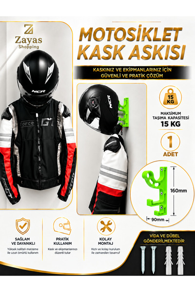 Zayas Shopping Suport de perete - VERDE - Suport pentru cască de motocicletă,...