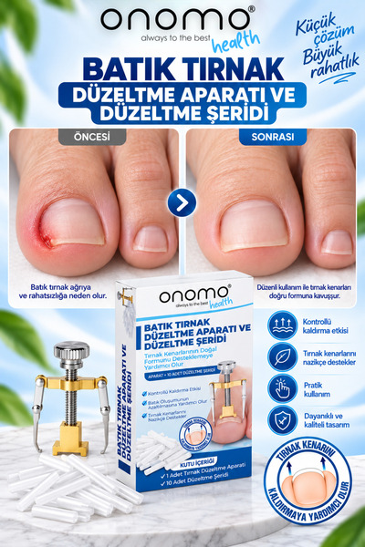 Onomo Health Batık Tırnak Düzeltici Batık Tırnak Çıkartıcı Aparat ve Batma Engelleyici Çubuk