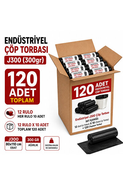 livaambalaj Endüstriyel Jumbo Boy Çöp Torbası J300 80x110 cm (12 Rulo - 120 A...