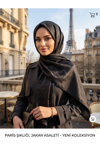 CROCUS DESIGN شال نسائي من القطن بنمط هاوندستوث باللون الأسود