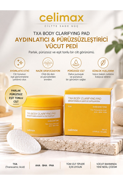 Celimax Cilt Tonu Eşitlemeye, Aydınlatmaya ve Pürüzsüz Görünüme Yardımcı Vücu...