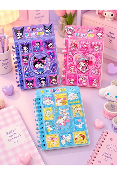 ÖZ OFİS Sanrio 3D Sulu Kapak Stickerlı Not Defteri - Kuromi My Melody Cinnamo...