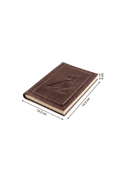 OZ CRAFT NOTE Hakiki Deri El Yapımı Defter - Kuzgun Figürlü