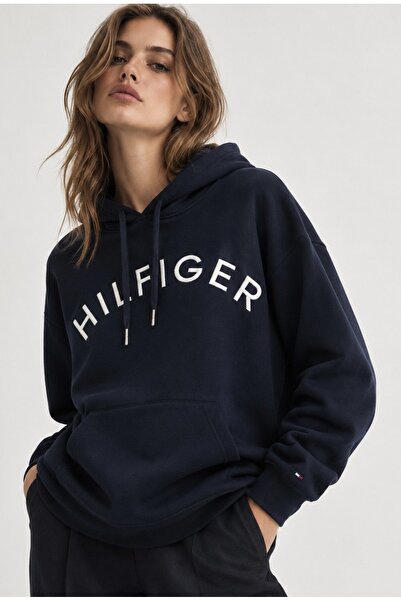 Tommy Hilfiger Varsity Logo and Embroidered Comfortable Striped Hoodie