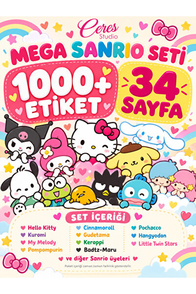 Ceres Studio Sanrio Sticker Set Hello Kitty Kuromi Melody Cinnamoroll 34 Syf ...