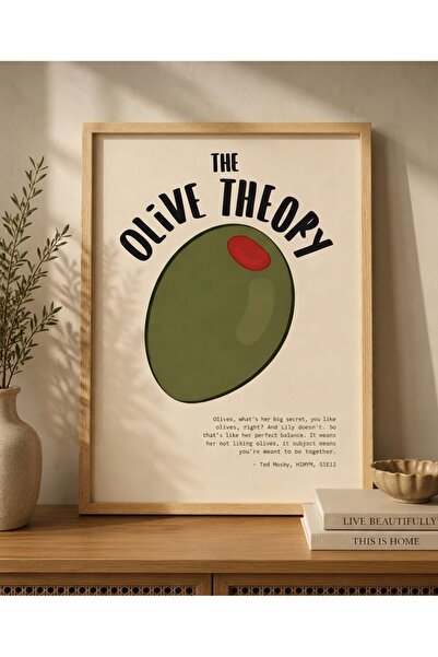 Boho wellness studio The Olive Theory Pop Art Zeytin İllüstrasyonlu Ahşap Çer...
