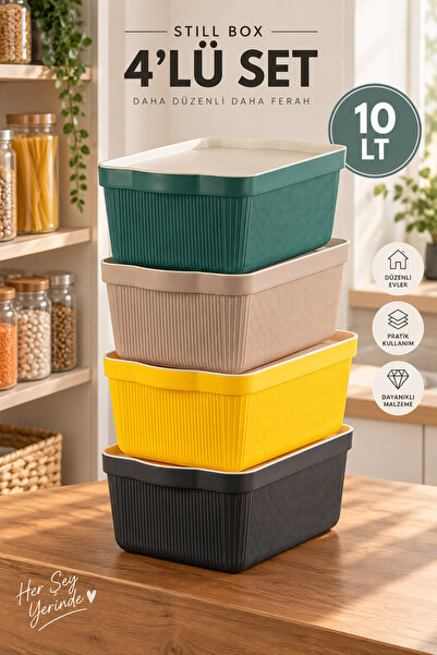 Porsima 4516 Mix Still Box 4-Piece Multi-Purpose Storage Box Set with Lids – ...