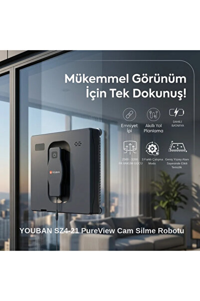 Youban SZ4-21 PureView Cam Silme Robotu Kumandalı Çift Yönlü Su Püskürtme