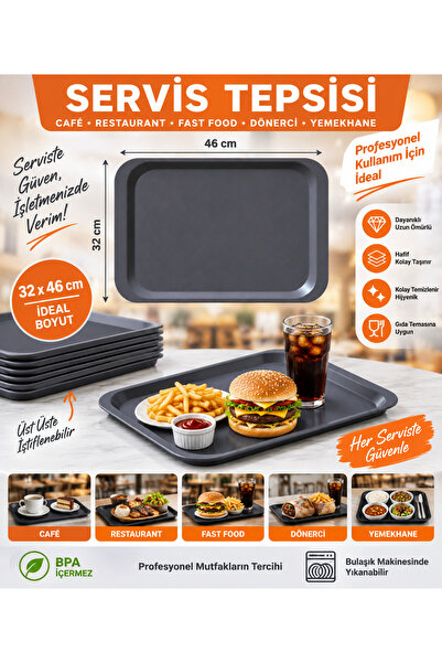 ray plastik Servis Tepsisi Siyah 32x46 cm