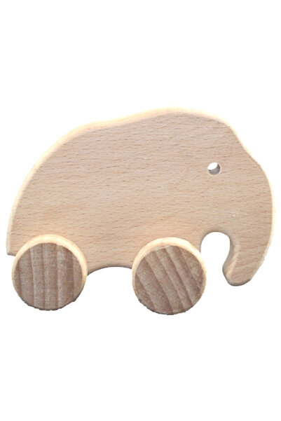 CWWTOYS Hardworking Elephant Unpainted Wooden Animal Figure, Solid Beech, 18 ...